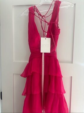 Mac Duggal Vibrant Fuchsia Tiered Ruffle Dress